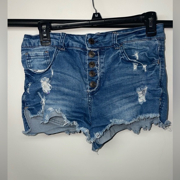 Tie Denim Jean Shorts: DARK